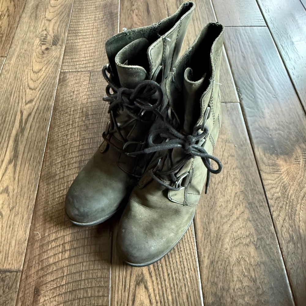 Sorel Joan of Arctic II Wedge Boots Quarry Grey Green NL3018-010 Womens 9